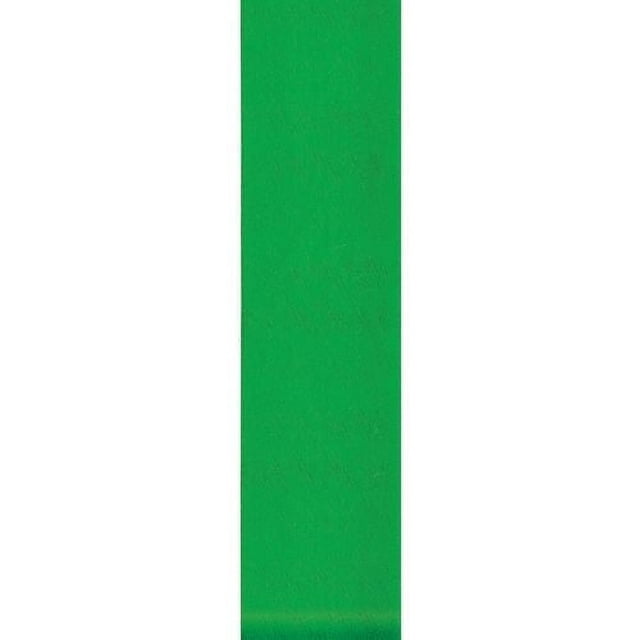 Offray 10mm Single Faced Satin Ribbon in green, shown as a vertical strip with a smooth satin texture and 3/8 inch width, suitable for sewing, gift wrapping, floral arrangements, and decorative crafts.