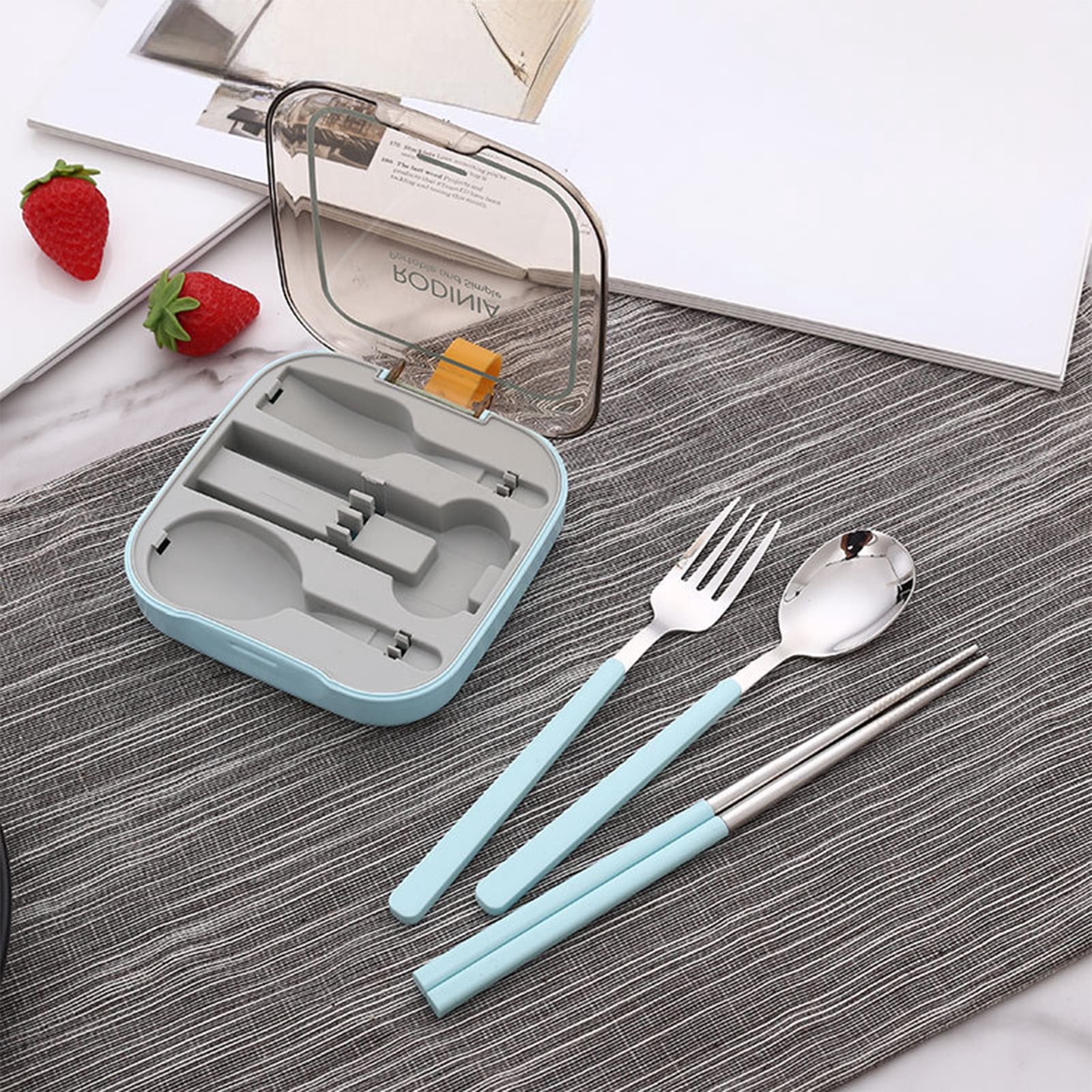 Chmadoxn Kitchen Gadgets, Kitchen Accessories, Kitchen Utensils, Kitchen Tool 304 Stainless Steel Portable Tableware Threepiece Set Stainless steel tableware