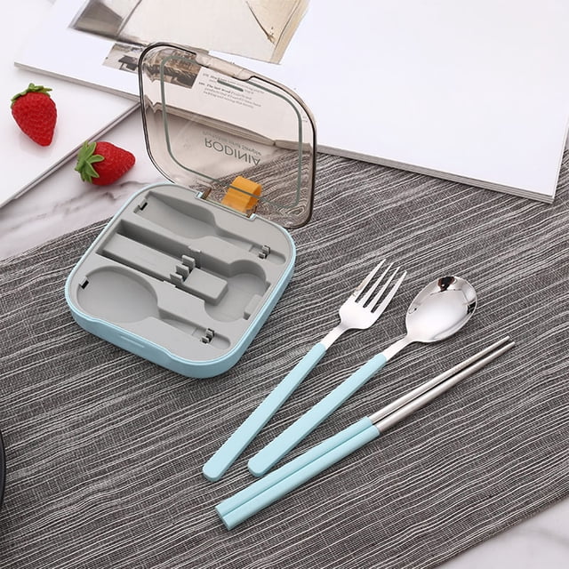 EGNMCR Kitchen Gadgets, Kitchen Accessories, Kitchen Utensils, Kitchen Tool 304 Stainless Steel Portable Tableware Threepiece Set Stainless steel tableware