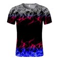 thumbnail image 1 of T-shirt à Manches Courtes pour Hommes avec Impression de Flammes et Col Rond, 1 of 8