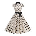 thumbnail image 1 of Offre à Durée Limitée Iumwxz Robe à Col à Revers à Manches Courtes pour Femmes Fermeture Éclair Boutons Robe Rétro à Volants avec Ceinture Robes à Pois Robes pour Femmes Robe Habillée pour Porter par-Dessus, 1 of 8
