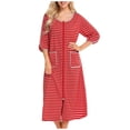 thumbnail image 1 of Chemise de Nuit Chaude d'Hiver pour Femmes, Robe de Nuit d'Automne et d'Hiver à Fermeture Éclair avec Poches, Pyjama Ample, 1 of 6