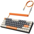 thumbnail image 1 of HAOAN T8 Clavier de Jeu 60 % 68 Touches Compact Mini Clavier Mécanique Filaire avec 18 Commutateurs Bleus Rétroéclairés RVB Chroma Câble de Clavier Bobiné USB-C pour PC Portable Mac XBOX - Bleu Blanc, 1 of 8