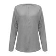 thumbnail image 4 of Yuyuzo Hauts Grande Taille pour Femmes Chic Mode Décontracté Couleur Unie Chemises de Bas Manches Longues Col Rond Hauts, 4 of 5