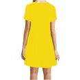 thumbnail image 2 of Aqestyerly Robe Courte pour Femme Couleur Unie à Manches Courtes Décontractée Coupe Ample Robe d'Été Mode Légère Confortable Tenue HWRETIE, 2 of 5