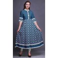 thumbnail image 2 of Bimba Robe Anarkali Longue Marocaine à Carreaux Blancs pour Femmes, Classique Imprimée, Kurtis Indiens, Tunique - Petit, 2 of 5