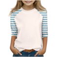 thumbnail image 1 of SERTG T-Shirt Mode Enfant Col Rond Manches 3/4 Imprimé Col Rond pour Été et Printemps 4-15 Ans (Beige4,13 Ans), 1 of 7