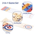 thumbnail image 3 of Jeu de Curling de Table, Ensemble de Jeu 3 en 1 de Curling, Quilles, Plateau de Shuffle, Tapis à Roulettes Double Face Facile à Installer, 10 Mini Quilles, 8 Rondelles de Curling, 3 of 6