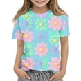 thumbnail image 2 of Zpanxa T-Shirts d'Été pour Filles Imprimé Manches Courtes T-Shirt Col Rond Tee avec Polyester Spandex 13 Ans, 2 of 7