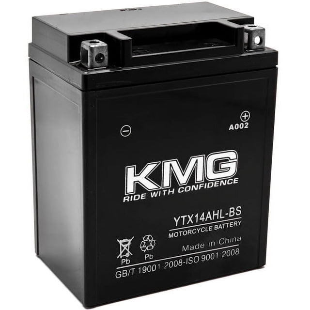 KMG YTX14AHL-BS Batterie Compatible avec les Modèles de Démarrage Électrique Royal Enfield 350 2000-2003, Scellée, Sans Entretien, Batterie 12V Haute Performance, Remplacement SMF OEM, Moto, ATV, Motoneige