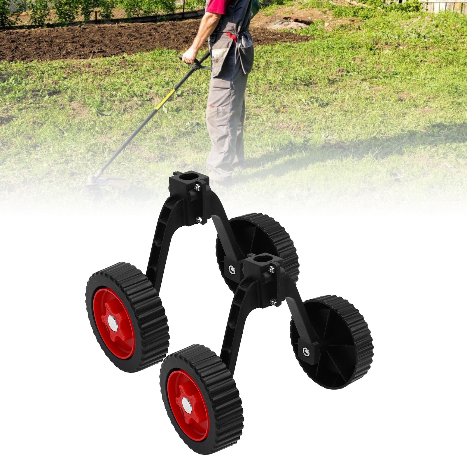 String Trimmer Wheel, Weed Trimmer Wheel Stable Adjustable Detachable Universal  for 0.98 To 1.1 Inch Shaft Tube