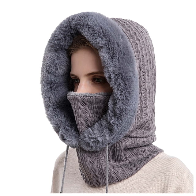 Women Winter Outdoor Riding Headgear Cold-Proof Ski Cap Warm Bib Face Mask Integrated Cold-Proof Hood Hat