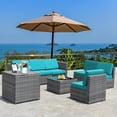 thumbnail image 4 of Costway Ensemble de Meubles en Rotin Osier 8 Pcs pour Patio avec Table de Rangement Turquoise, 4 of 10
