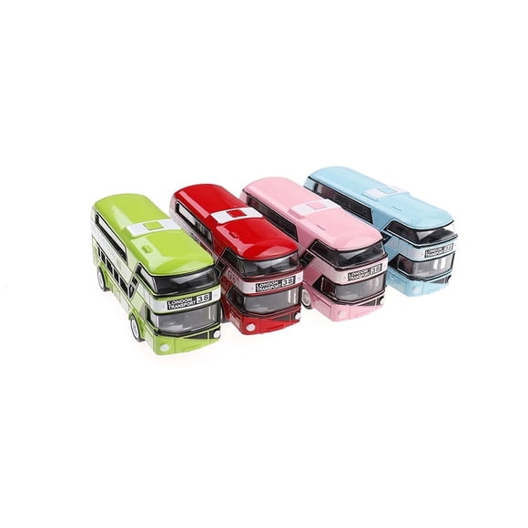 4PCS Kid metal diecast cars toys pull back 1 43 double decker london bus toy gift