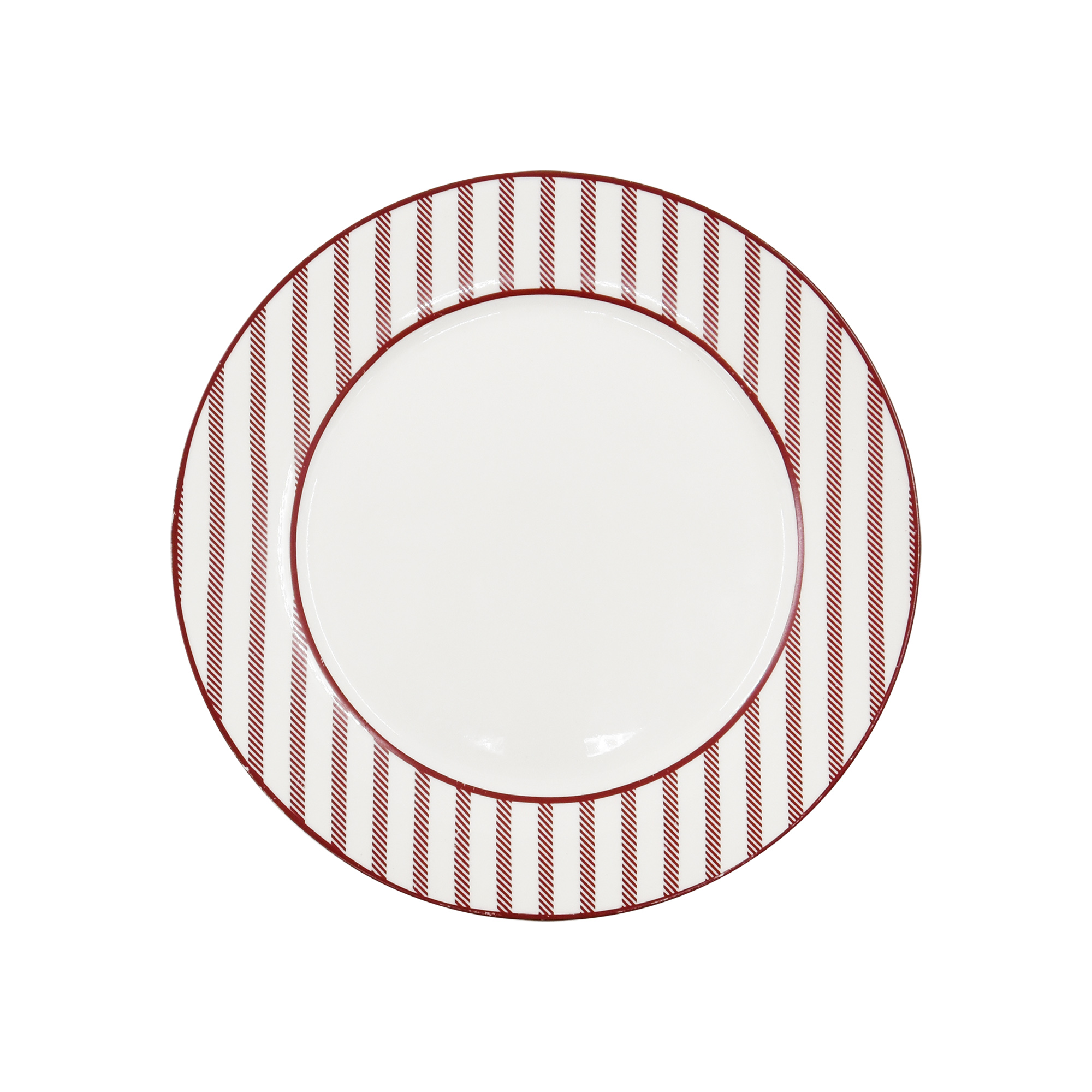 Holiday Time Christmas Red Stripe Ceramic Salad Plate, 9-inch, Festive Dinnerware, 1 Piece