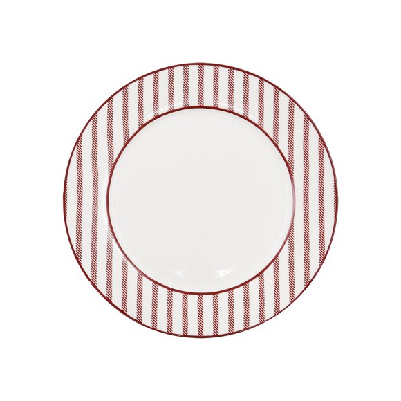 Holiday Time Christmas Red Stripe Ceramic Salad Plate, 9-inch, Festive Dinnerware, 1 Piece