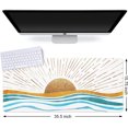 thumbnail image 5 of Large Gaming Mouse Pad, Non-Slip Rubber Base Water-Resistant Mousepad Desk Mat for Computer Keyboard, 35.4" x 15.75" Extended Desk Pad with Stitched Edges for Office Gaming, Golden Sun & Sea, 5 of 5