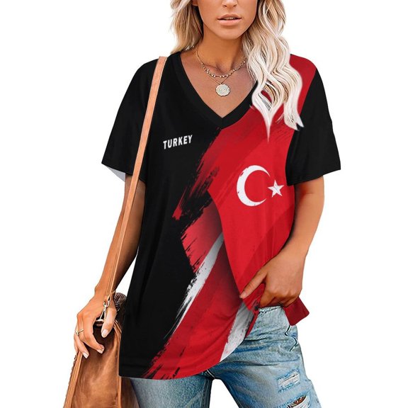 Chandail de Soccer pour Femmes Dinde 2026 pour Fans de Soccer avec Drapeau de la Nation, Chandail Personnalisé