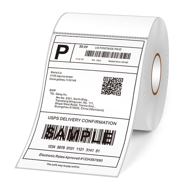 Thermal Shipping Labels 4x8in Shipping Package Thermal Printer All-Purpose Label Paper Sticker Self-adhesive Waterproof Oil-Proof -scratch Suitable for Zebra Labeling