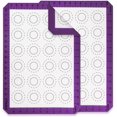 thumbnail image 1 of U-Taste Tapis de Cuisson en Silicone Résistant à la Chaleur pour Macarons, Feuille de Cuisson Réutilisable Antiadhésive avec Cercle de Mesure pour Four (Taille Demi-Feuilles, Lot de 2, Violet), 1 of 7