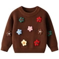 thumbnail image 1 of Splozh Baby Knit Sweater Cute Handmade Flower Knitted Sweaters for Small and Medium Sized Children Coffee,9-12 Months, 1 of 6