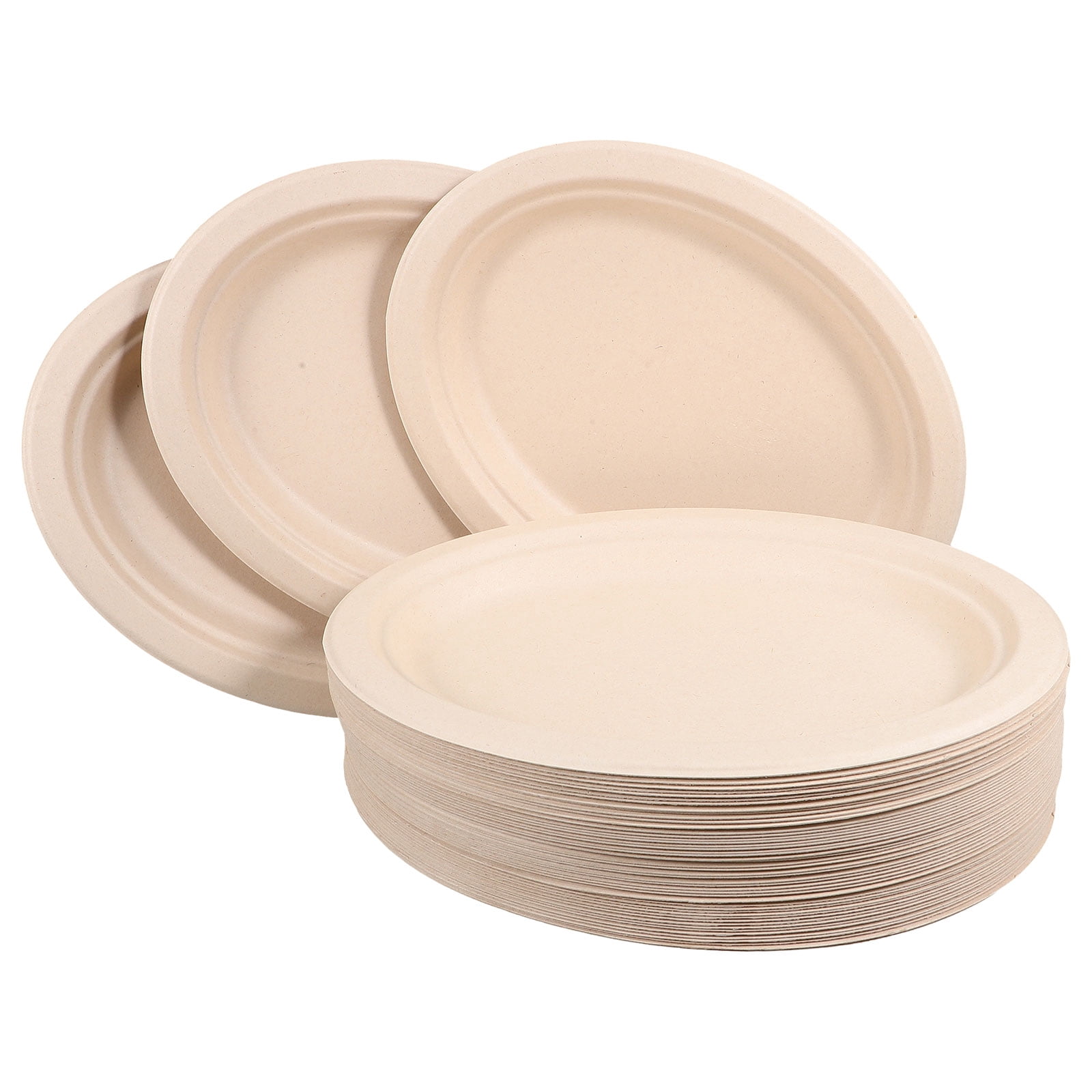 50pcs Paper Plate Disposable Dinner Plate Oval Festival Food Plate Fruit Plate