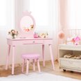 thumbnail image 3 of Patiojoy Kids Princess Vanity Table Set w/ Chair Crown Mirror Pink, 3 of 7