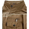 thumbnail image 3 of Men‘s Cotton Lightweight Multi Pockets Zip Front Stand Collar Military Jackets Windbreaker, 3 of 7