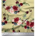 thumbnail image 1 of Soimoi Tissu Beige Poly Georgette Ranunculus & Penoy Imprimé Floral 1 Yard 52 Pouces de Large, 1 of 3