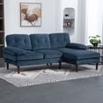 thumbnail image 2 of HOMCOM L-Shape Sofa with Right Chaise Lounge and Rubber Wooden Legs, Blue, 2 of 10