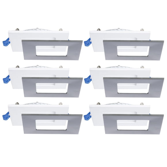 Nadair 4" LED Ultra Square slim recessed light, 3000K, 6-pack, Dimmable