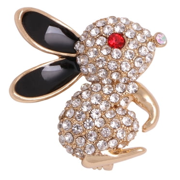 Shisuyan Broche Lapin Entièrement Diamantée en Alliage Épinglette Accessoire de Vêtements Épinglette pour Femme