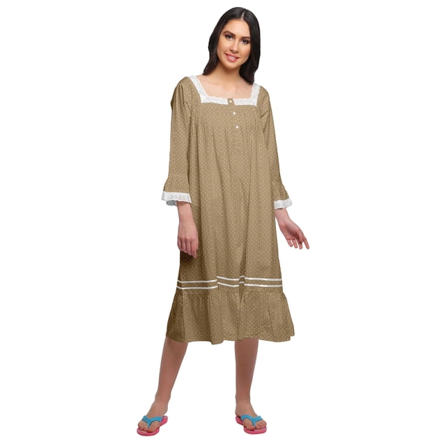 Moomaya Chemise de Nuit Évasée en Coton pour Femmes