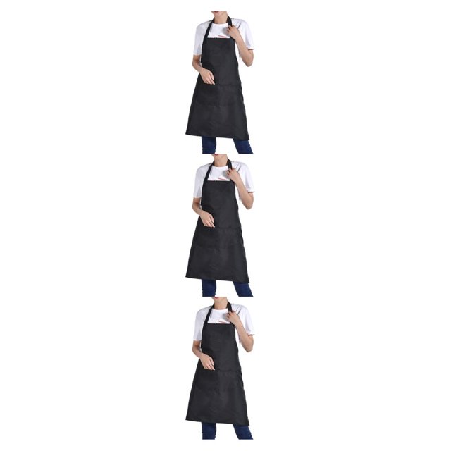 Transemion 12pcs Woman Apron With Pockets Efficient And Stylish Cooking Companion Adjustable Half-length Adult Apron Polyester black 3Set