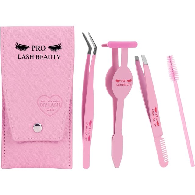 Lash Applicator Tool,PRO, 1 Lash Tweezers 1 Lash Applicator for Lash Clusters Plus 1 Upgraded Eyebrow Tweezers DIY Eyelash Extension Tweezers Kit Eyelash Applicator Tool (3 pcs)