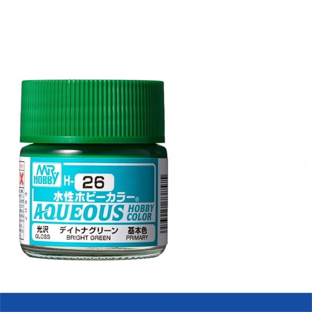 Mr. Hobby Aqueous H26 Gloss Bright Green Acrylic Paint 10ml for Scale Models & Miniatures