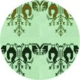 thumbnail image 1 of Ahgly Company Tapis Rond Lavable en Machine Intérieur Transitionnel Vert, 6 Pieds Rond, 1 of 7