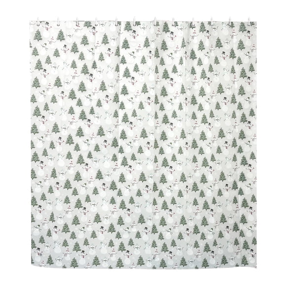 Christmas Shower Curtain Christmas Style Bathroom Printed Shower Curtain, Waterproof and Anti-Seepage, Beautiful and Elegant, European and American Style with Hooks
