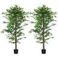 thumbnail image 1 of HOMCOM Ensemble de 2 Arbres Artificiels Ficus de 6 Pi pour Décoration Intérieure de la Maison, 1 of 10