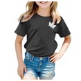 thumbnail image 1 of PMVFHDE Hauts de Base pour Fille T-Shirts pour Fille T-Shirts Graphiques T-Shirts pour Filles T-Shirts pour Filles Hauts d'Été Mignons pour Filles T-Shirt à Manches Courtes pour Filles T-Shirt Col Rond d'Été Ajusté T-Shirts de Base Noir, 3-4 Ans, 1 of 4