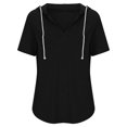 thumbnail image 3 of Timegard Womens Tops V Neck Short Sleeve Drawstring Hoodies Pullover Tee Comfy Summer Casual Tunic Tops, 3 of 5