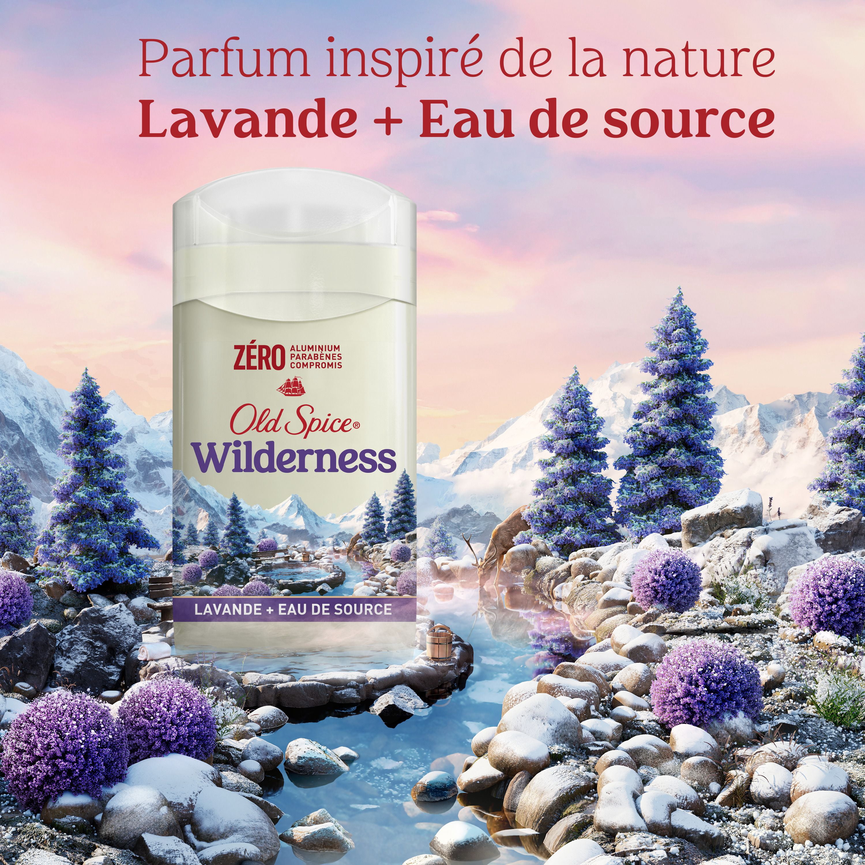 Désodorisant Old Spice pour hommes au parfum Wilderness, fraîcheur longue durée 24 heures sur 24, 7 jours sur 7, sans aluminium