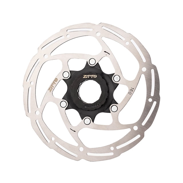 ZTTO Disque de Frein à Verrouillage Central pour Vélo en Acier Inoxydable avec design de Verrouillage Central et Anneau de Verrouillage. Présente un design Ajouré pour un Poids Réduit et une Meilleure dissipation de la Chaleur. Convient aux Vélos de Montagne, de Montagne et de Route. Présenté en Argent avec un Diamètre de 160 mm.