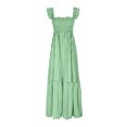 thumbnail image 5 of Women’s Smocked Ruffle Maxi Dress Sleeveless Square Neck Boho Long Sundress Summer Beach Vacation Dress, 5 of 5