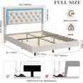 thumbnail image 2 of GloryStar Smart LED Floating Bed, Boucle Upholstered Platform Frame with Diamond Headboard and Solid Wood Slats, 2 of 7