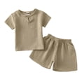 thumbnail image 3 of Boys Summer Outfit Set Soft Linen Blend Short Sleeve Tee and Comfortable Shorts, 3 of 3