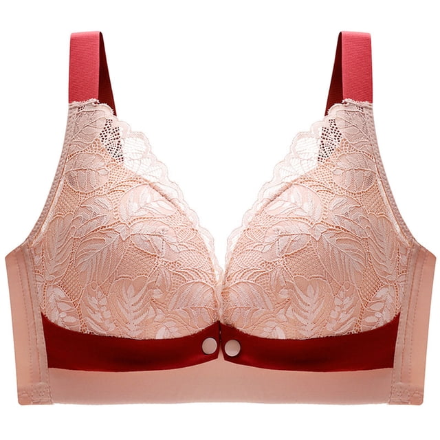 Bigersell Womens Sports Bra Front Snap Closure V-Neck Wire-Free Bra Support Women Womens Bra Bralette Bra Style R-17 Basic Bra Strap Nylon Full-Coverage Bra Feature Everyday Bras Underwear Red M