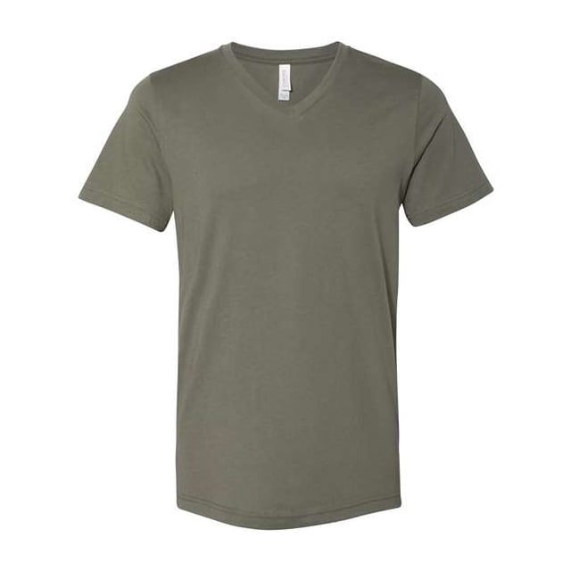 Bella Canvas Mens Jersey V-Neck Tee, 3XL, Military Green