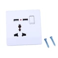 thumbnail image 1 of IFANLANDOR 1Set White Flame-resistant Hard Plastic Universal 2A Dual USB Output 3-Pin Wall Socket Charger for Home Use, 1 of 6