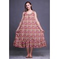 thumbnail image 4 of Bimba Robe de Nuit Mi-Mollet pour Femmes en Coton Imprimé Sans Manches, Brun Rose Foncé, 3 Feuilles Monstera, Maxi, Très Grande, 4 of 6